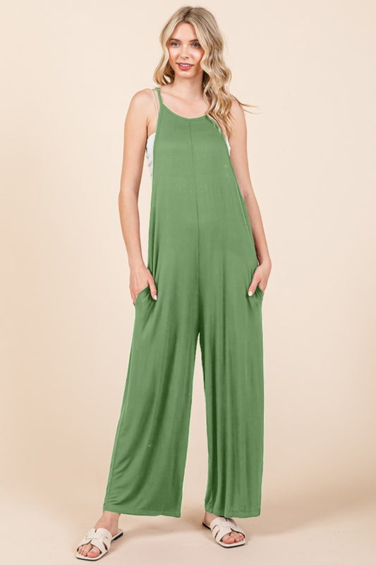 Culture Code Full Size Sleeveless Wide Leg Jumpsuit with Pockets