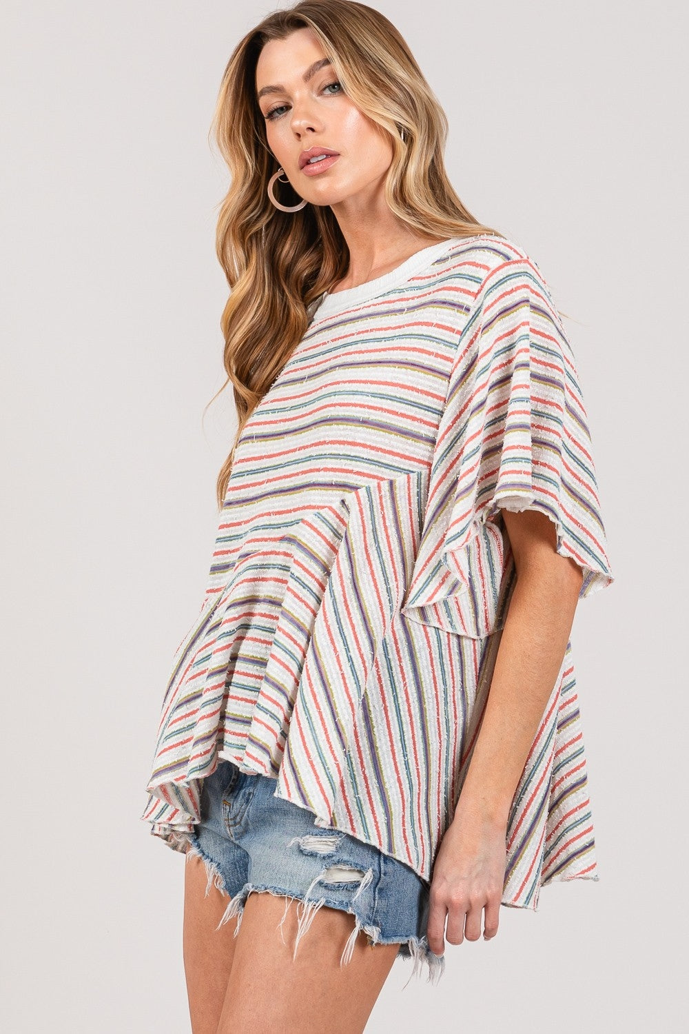 SAGE + FIG Full Size Round Neck Stripe Top