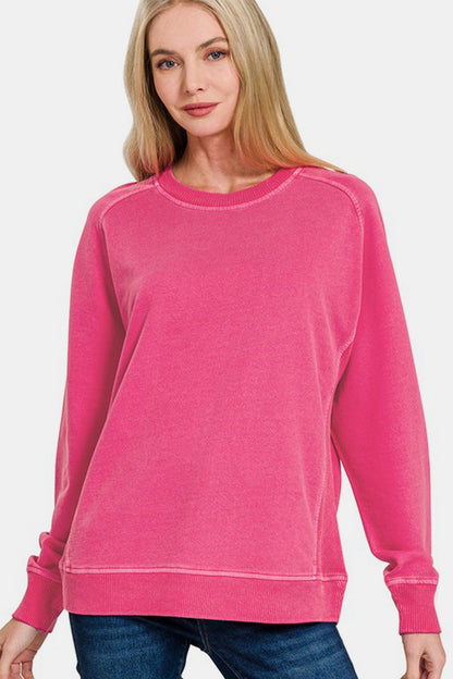 Zenana Full Size Pigment Dyed French Terry Sweatshirt