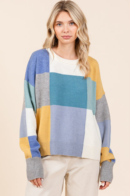 Mittoshop Color Block Round Neck Sweater