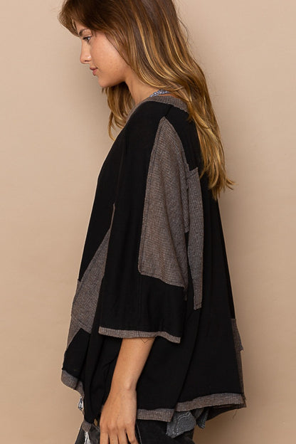 POL Frayed Edge Patchwork Oversized T-Shirt