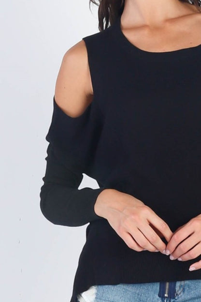 UNIQ Cold Shoulder Long Sleeve Knit Top