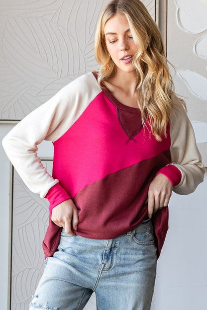 HOPELY Color Block Long Sleeve T-Shirt