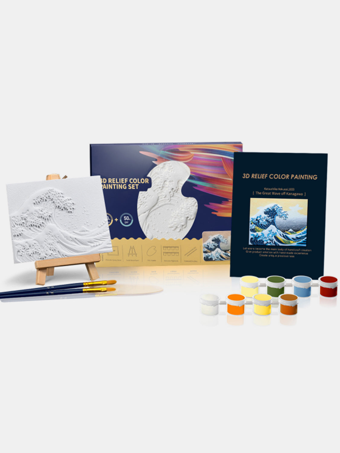 Relief The Great Wave off Kanagawa DIY 3D Oil Painting Kit