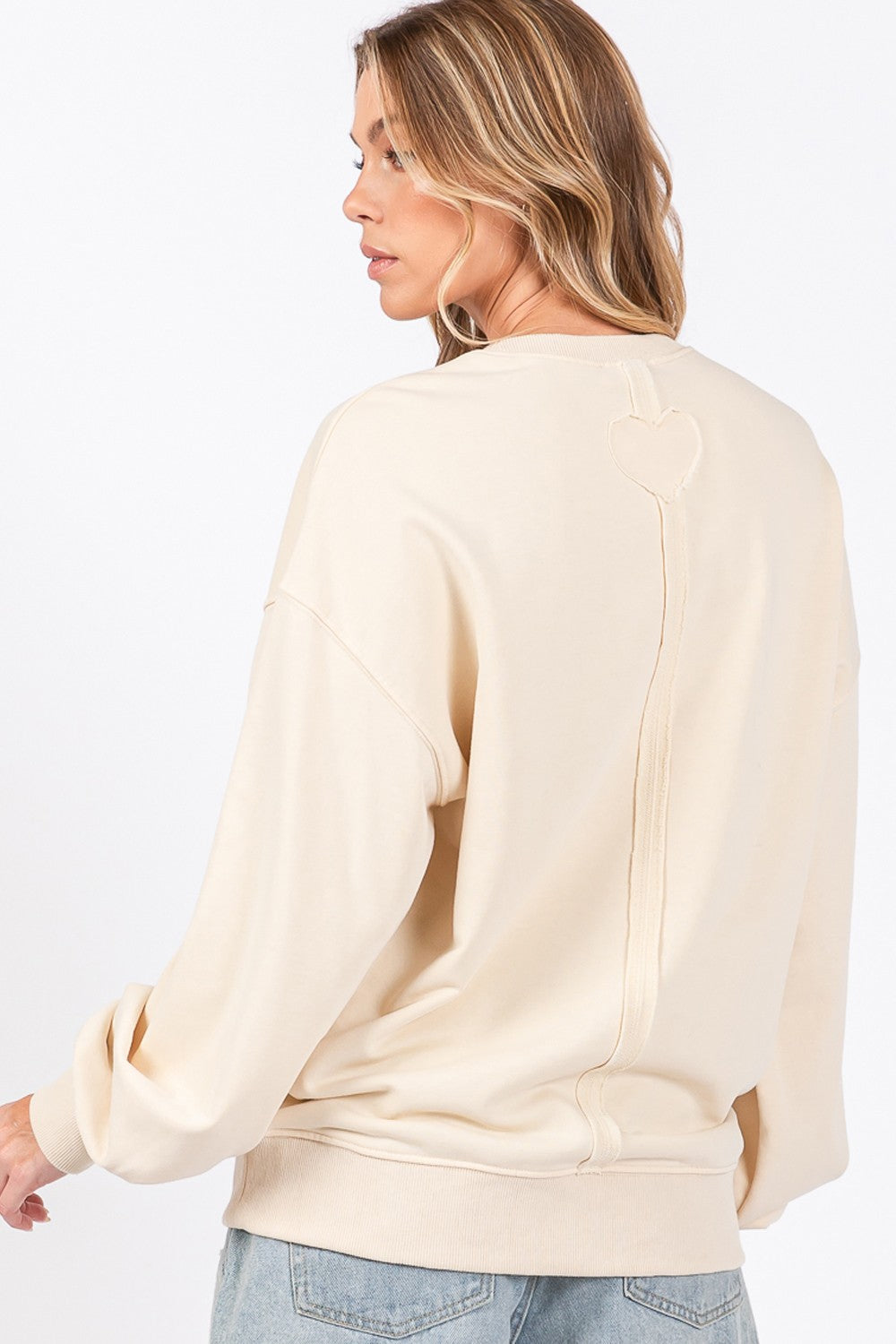 SAGE + FIG LOVE Path Applique Drop Shoulder Sweatshirt