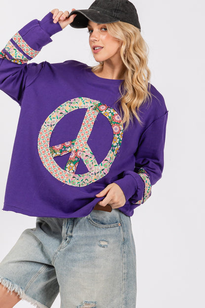 SAGE+FIG Peace Applique Patch Long Sleeve Top