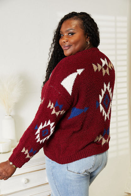 HEYSON Full Size Aztec Soft Fuzzy Sweater