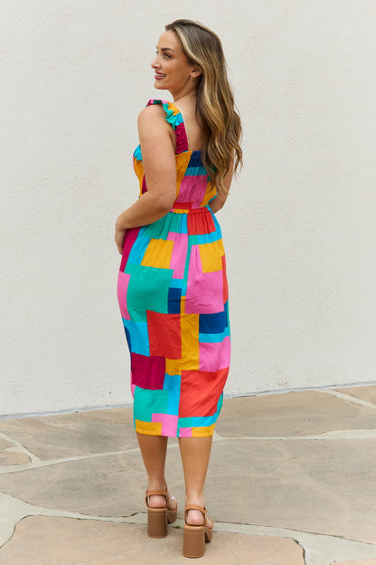 And The Why Multicolored Square Print Summer Dress