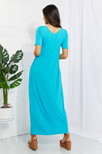 Zenana Simple Wonder Full Size Pocket Maxi Dress in Pastel Blue