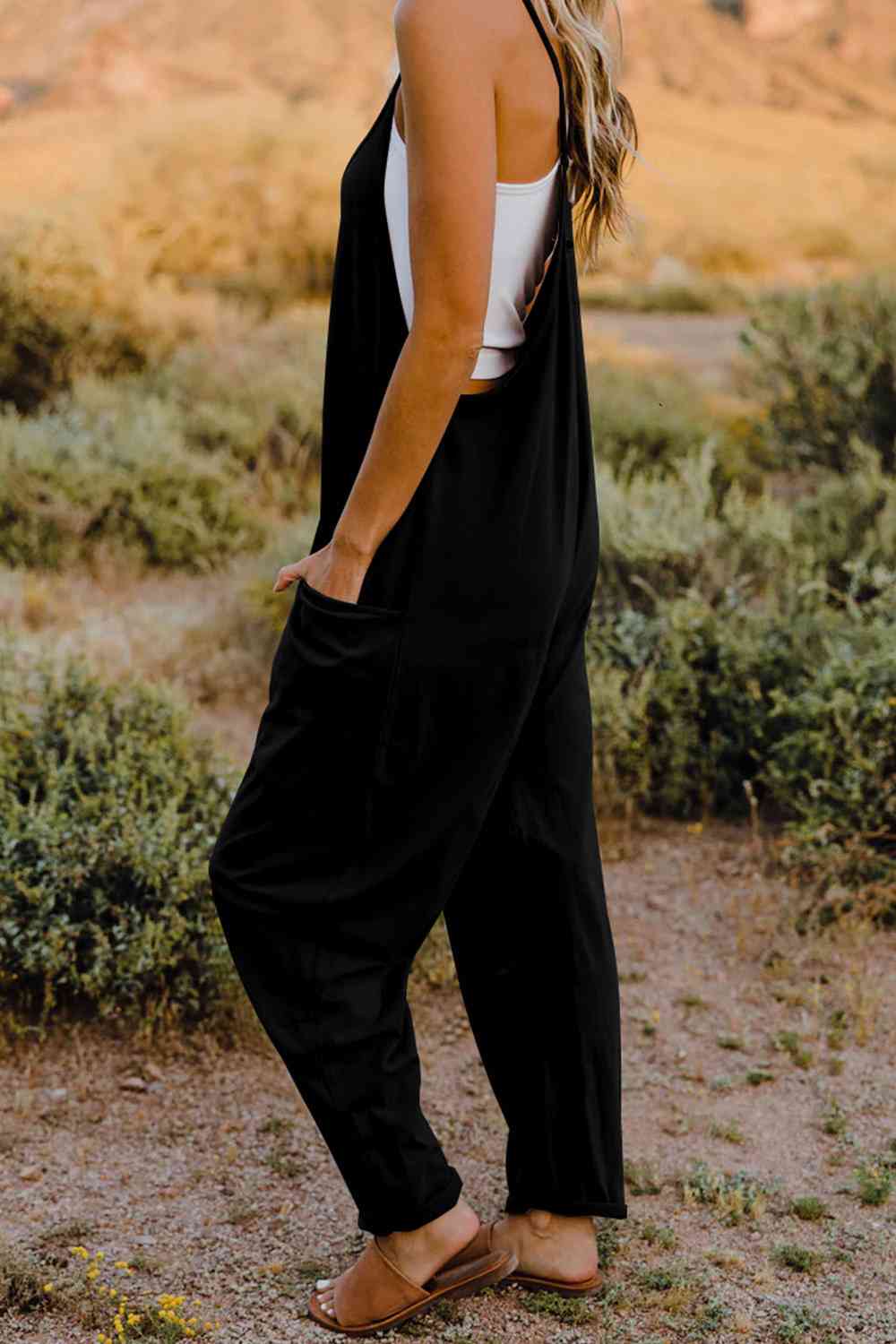 Double Take  V-Neck Sleeveless Jumpsuit with Pocket