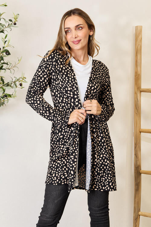 Heimish Full Size Printed Open Front Cardigan