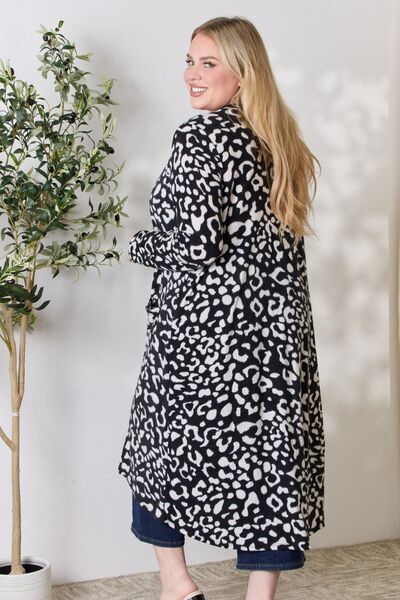 Celeste Full Size Animal Print Button Up Long Sleeve Cardigan