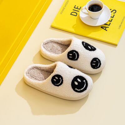 Melody Smiley Face Slippers - Black Smile Mix