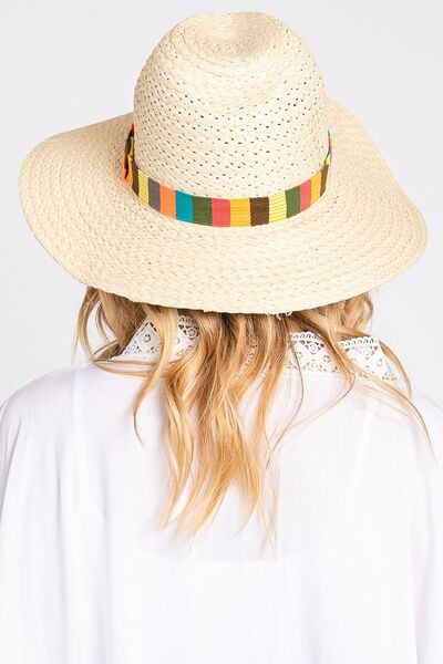 Fame Contrast Wide Brim Straw Hat