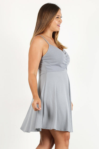 Plus Size Grey Solid Print Sleeveless Dress
