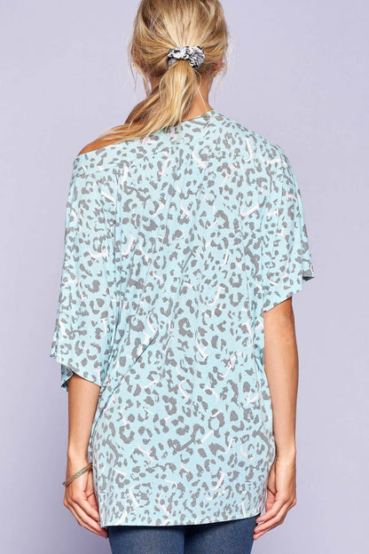 Leopard And Letter Printed Knit Top