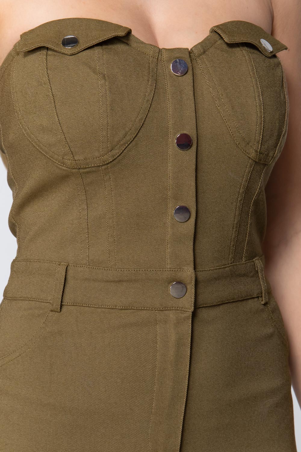Strapless Button Down Mini Dress