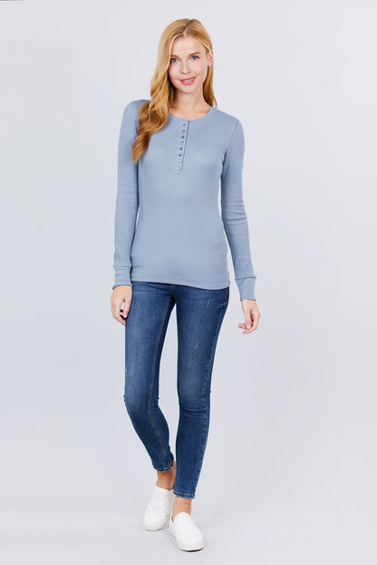 Long Sleeve Henley Thermal Top