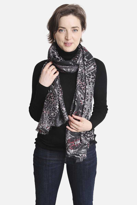 Fashion Feather Print Skinny Scarf- Multiple Colors
