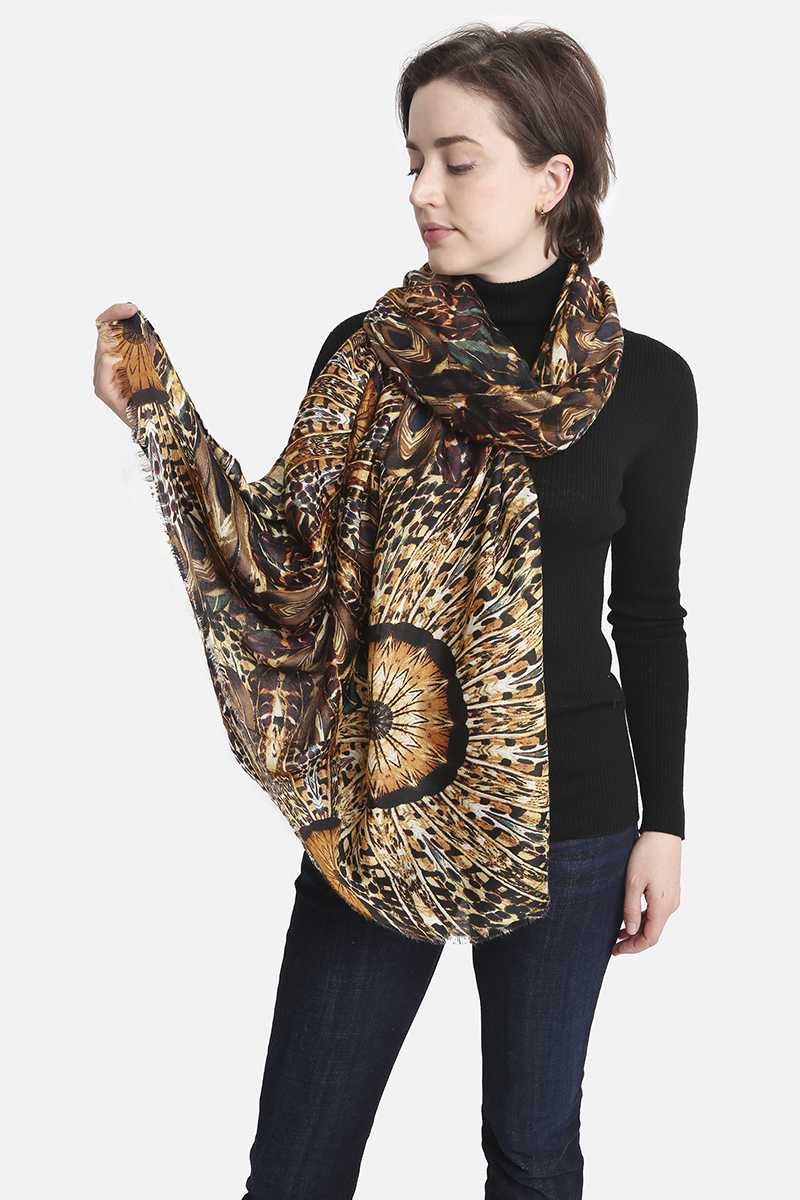 Fashion Feather Print Skinny Scarf- Multiple Colors