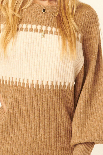 A Ribbed Knit Sweater Mini Dress- Multiple Colors