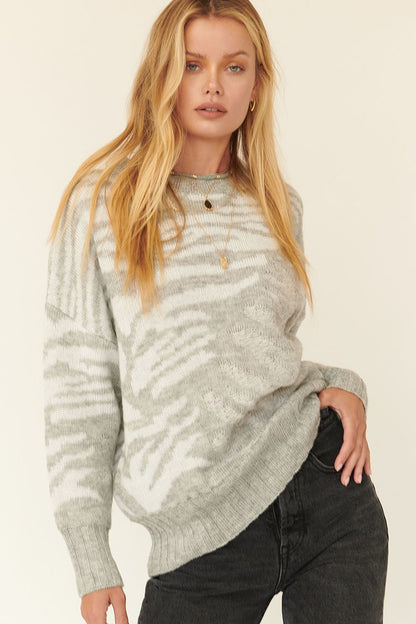 Zebra Print Pullover Sweater