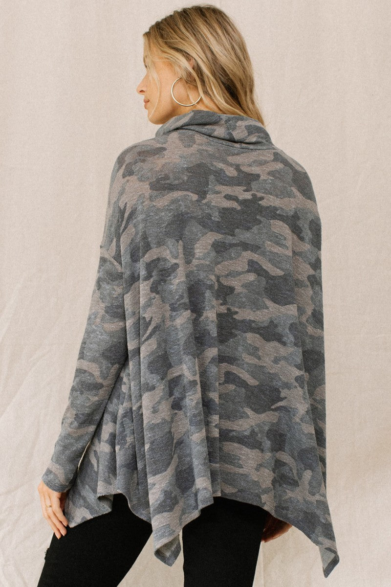 Camouflage Printed Turtleneck Top