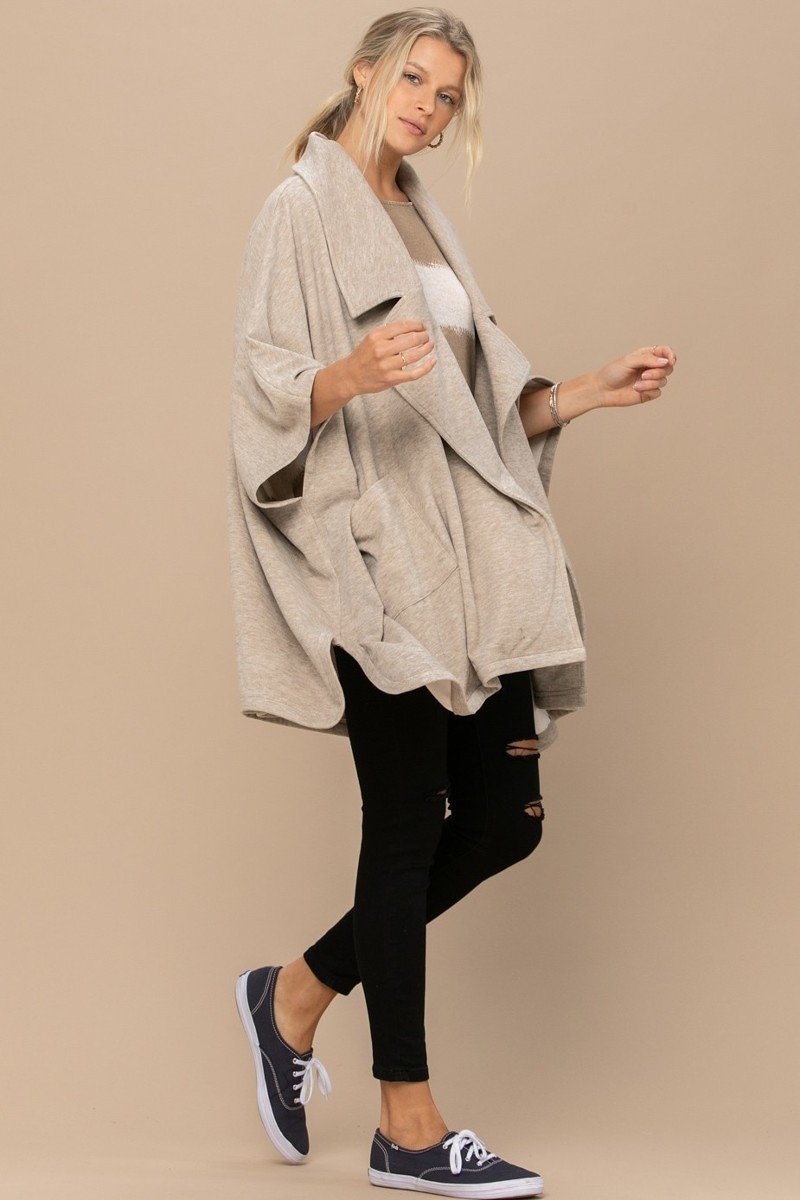 Solid Knit Oversized Trench Jacket