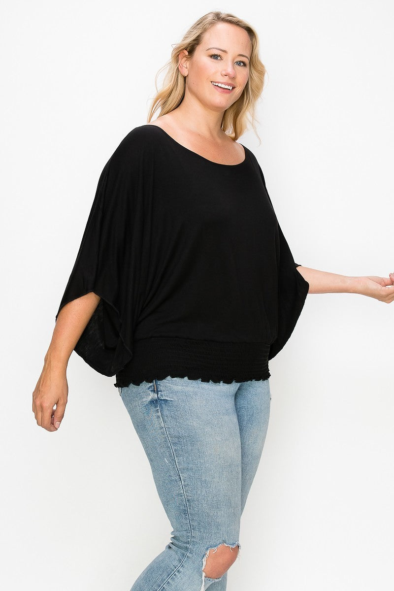 Solid Top Featuring Flattering Wide Sleeves