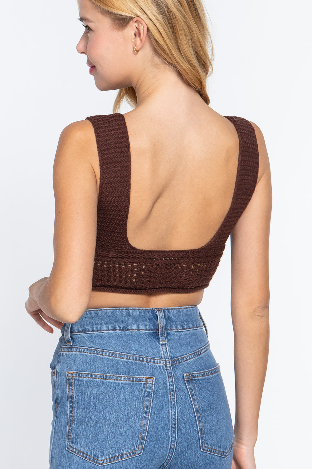 Textured Crop Sweater Tank Top