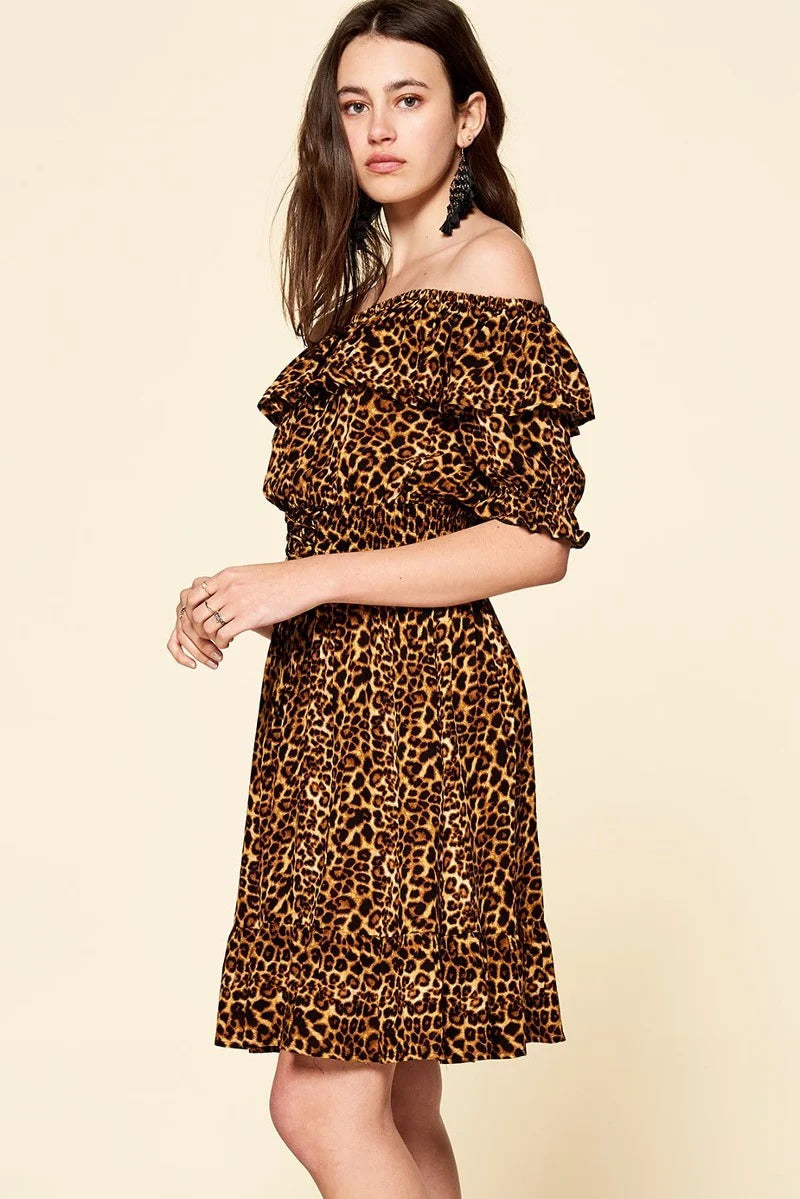 Leopard Printed Woven Dress