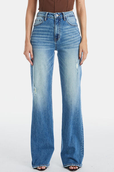 BAYEAS Full Size Ultra High-Waist Gradient Bootcut Jeans