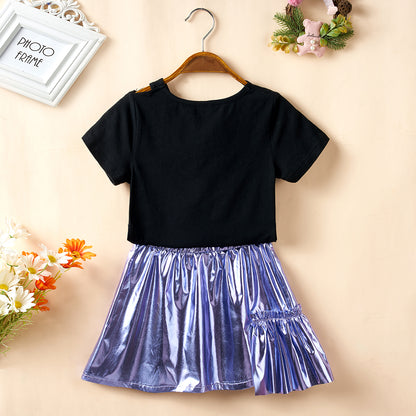 Cutout Short Sleeve Top and Skirt Set