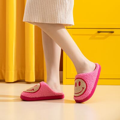 Melody Smiley Face Slippers - Fushia/Yellow
