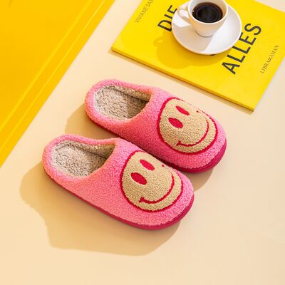 Melody Smiley Face Slippers - Fushia/Yellow